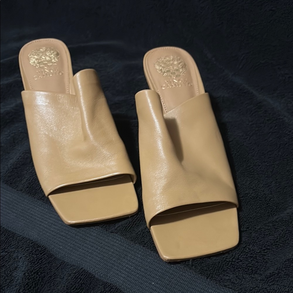 Tan Leather Women's Slide Sandals